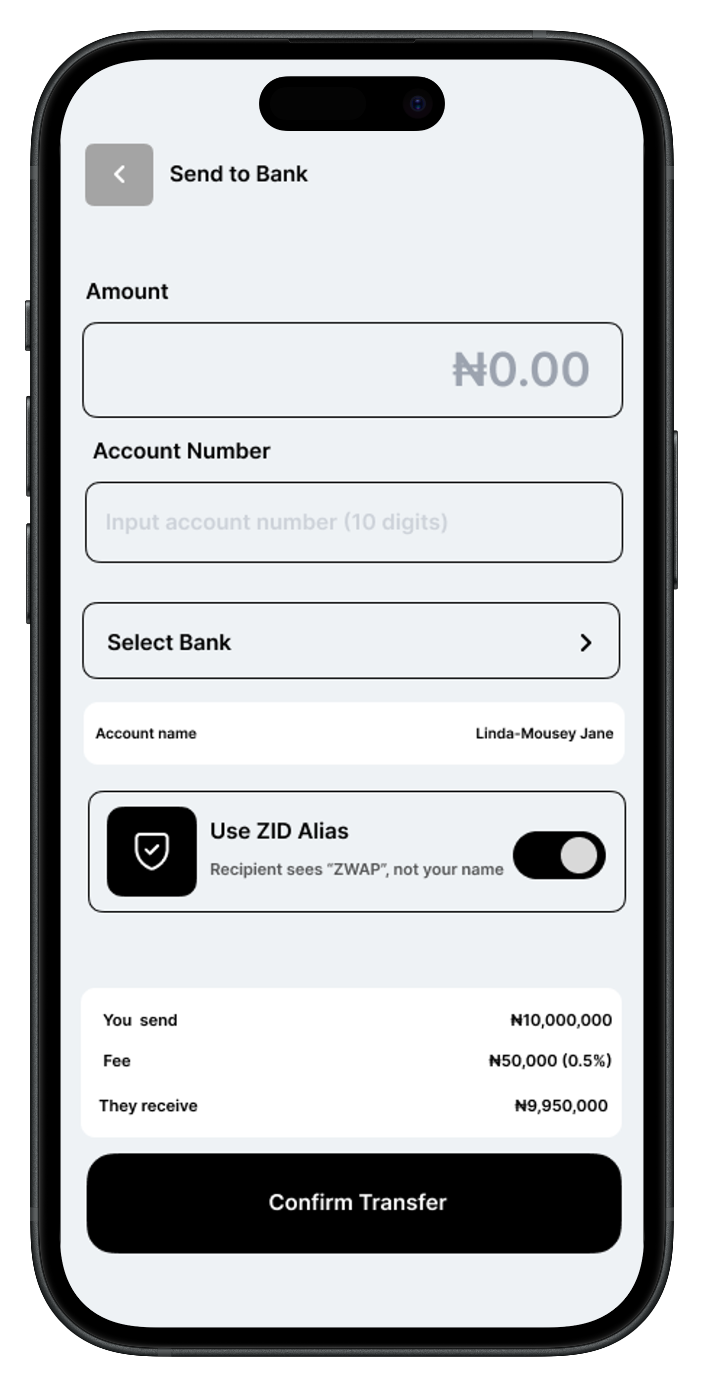Instant Bank Withdrawals screen